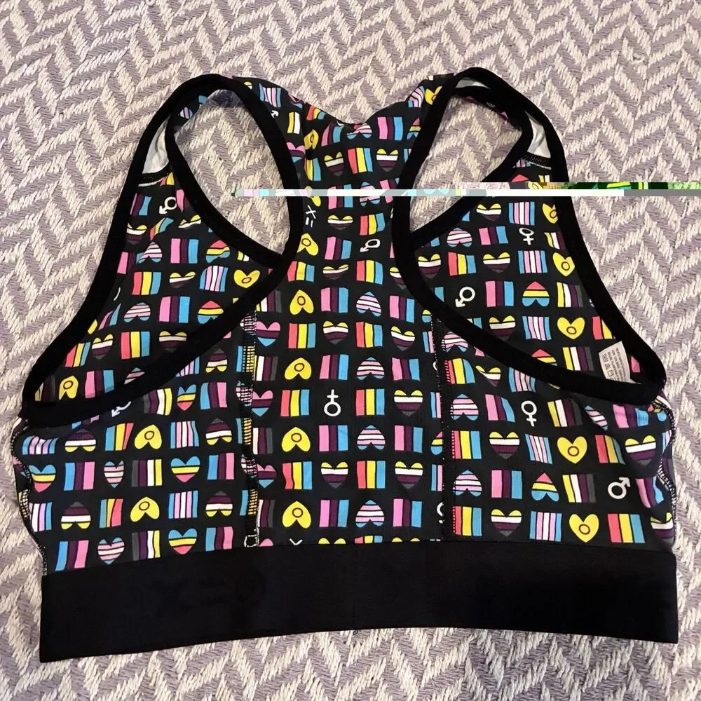 TomboyX TAKE PRIDE Racerback SPORTS Bra LGBTQIA 🌈 RAINBOW FLAG SIZE M - Picture 7 of 9
